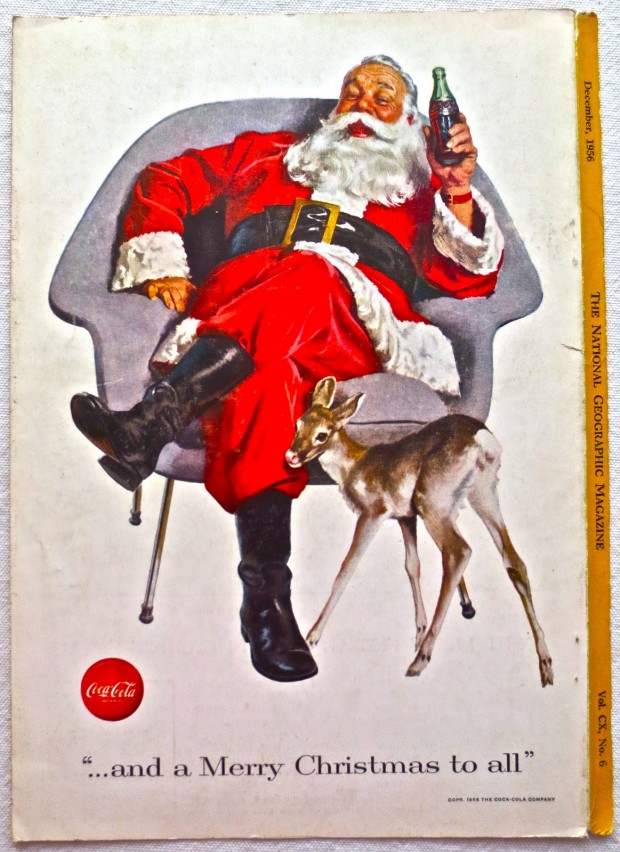 1956 Santa Claus 1950s Vintage Coca Cola Advertisement From National Geographic Back Page 21
